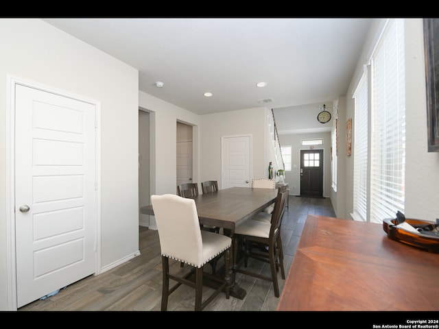 dining room featuring dark wood-type flooring