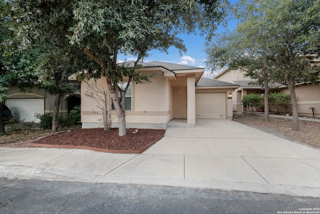 view of front of property with a garage