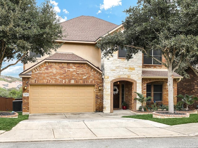 front facade with a garage