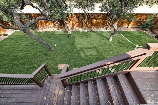 view of yard featuring a wooden deck