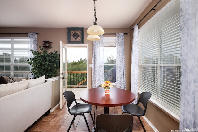 dining space featuring tile patterned floors