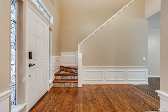 foyer featuring hardwood / wood-style floors and a healthy amount of sunlight