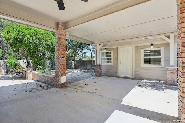 view of patio / terrace with ceiling fan