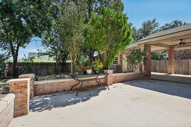 view of patio / terrace with ceiling fan