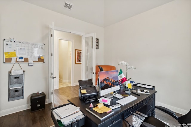 office featuring wood-type flooring