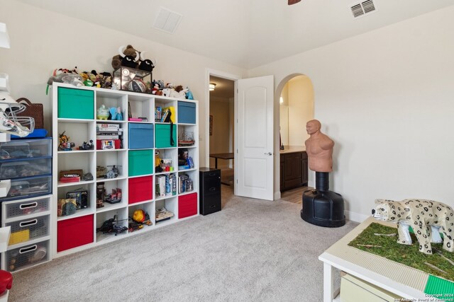 playroom featuring carpet flooring