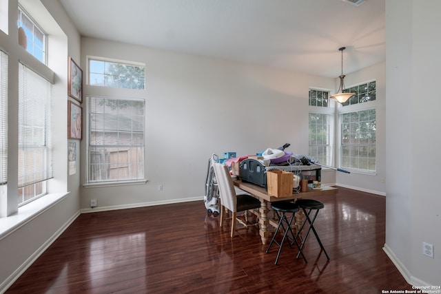 dining room with dark hardwood / wood-style flooring