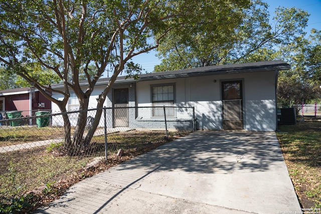 view of single story home