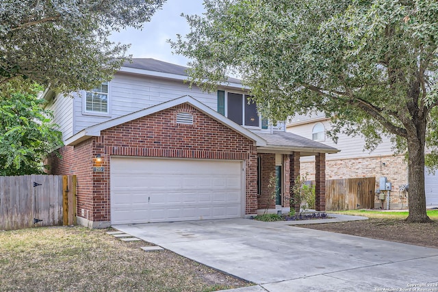 view of front property with a garage