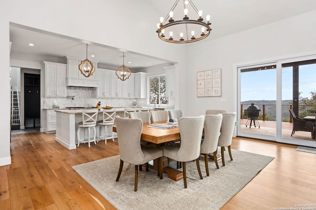 dining area with light wood-type flooring