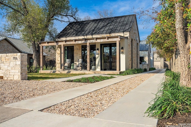 view of front of house featuring french doors