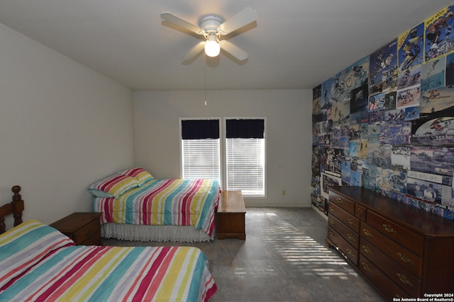 bedroom with carpet and ceiling fan