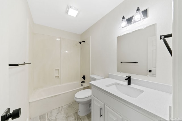 full bathroom featuring vanity, toilet, and shower / bathtub combination