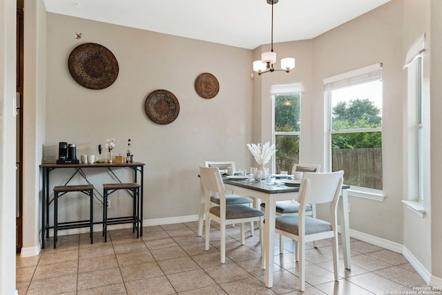 dining room featuring an inviting chandelier