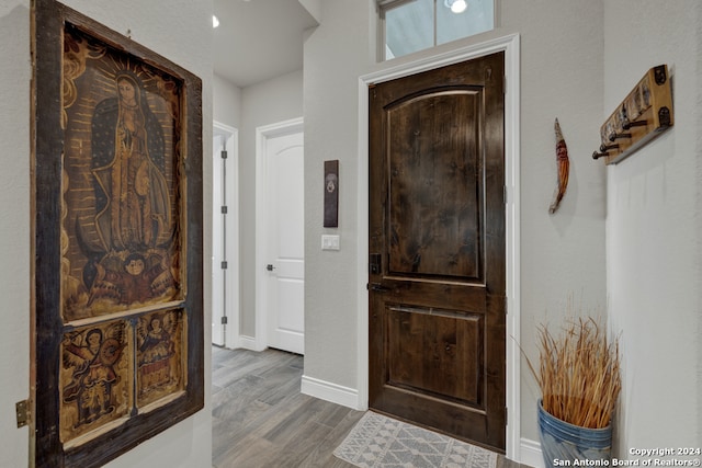 foyer featuring hardwood / wood-style flooring