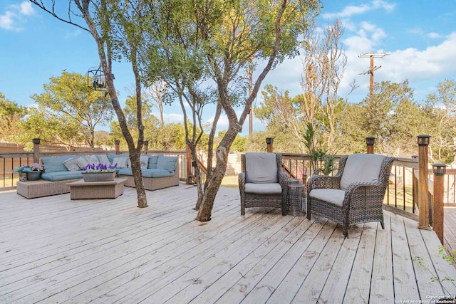 deck featuring an outdoor living space