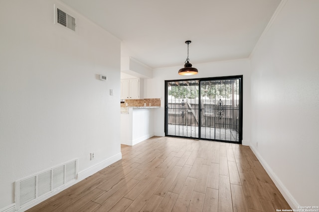 interior space with light hardwood / wood-style floors