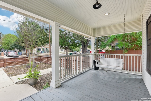 wooden deck with covered porch