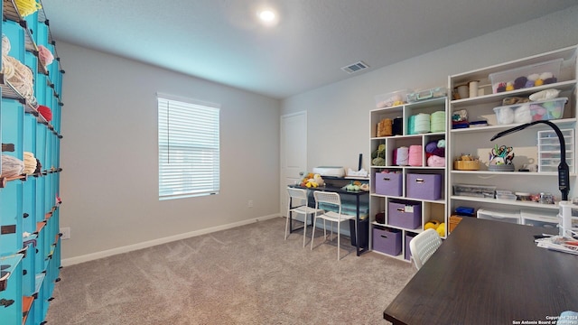 view of carpeted office space