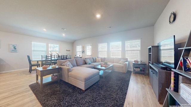 living room featuring light hardwood / wood-style flooring