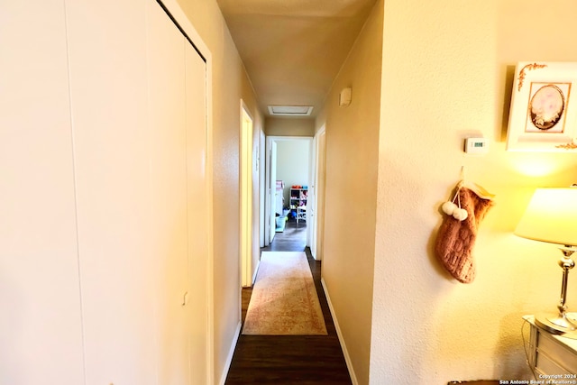 corridor with dark wood-type flooring