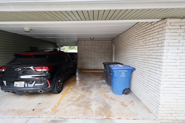 garage with a carport