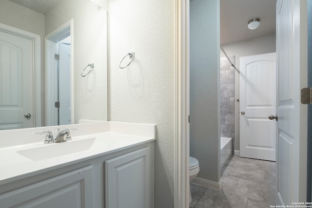 full bathroom with tile patterned flooring, vanity, toilet, and shower / bathing tub combination