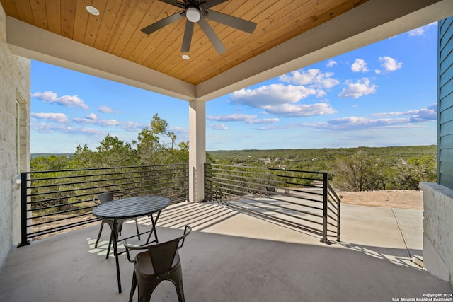 2920 Rocky Ridge Loop, Canyon Lake, TX 78133 - view of patio featuring a ceiling fan and a balcony