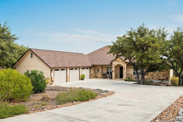 view of front of house with a garage