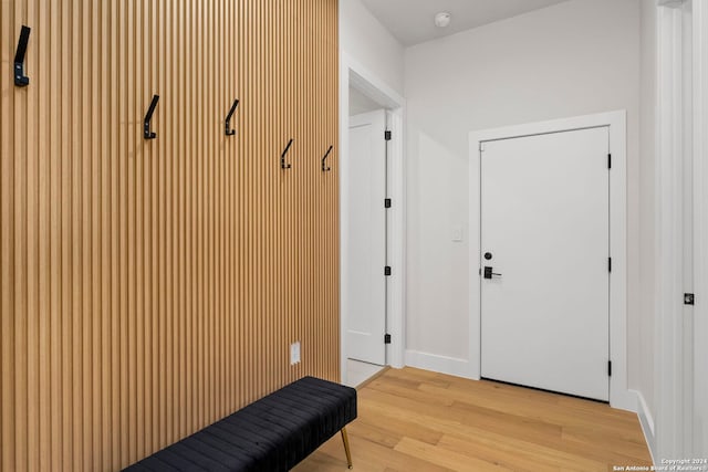 mudroom featuring hardwood / wood-style floors