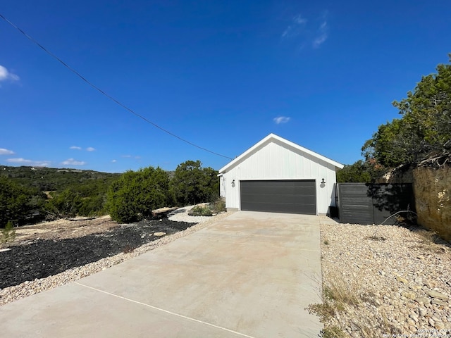 exterior space featuring a garage