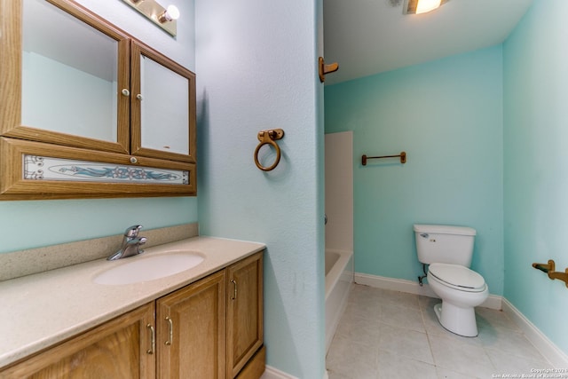 34970AND34900 Smithson Valley Rd, Bulverde, TX 78163 - bathroom with toilet, tile patterned floors, vanity, baseboards, and a bathtub