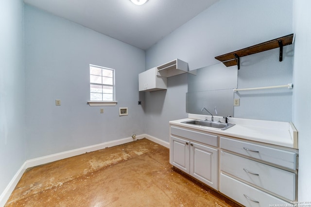 34970AND34900 Smithson Valley Rd, Bulverde, TX 78163 - clothes washing area featuring hookup for a washing machine, baseboards, hookup for an electric dryer, and cabinet space