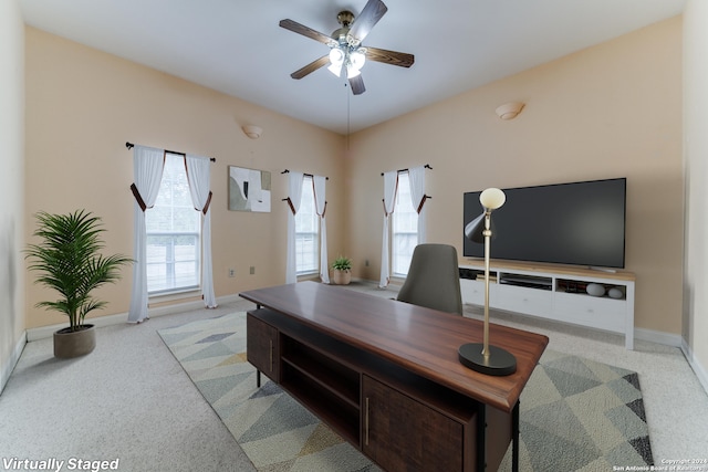 34970AND34900 Smithson Valley Rd, Bulverde, TX 78163 - office featuring light carpet, a ceiling fan, and baseboards