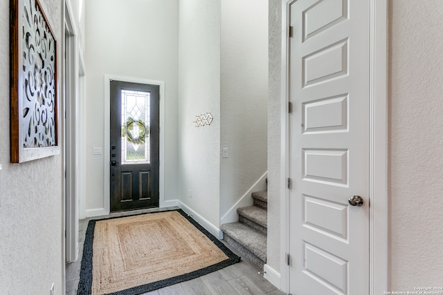 foyer entrance featuring light wood-type flooring