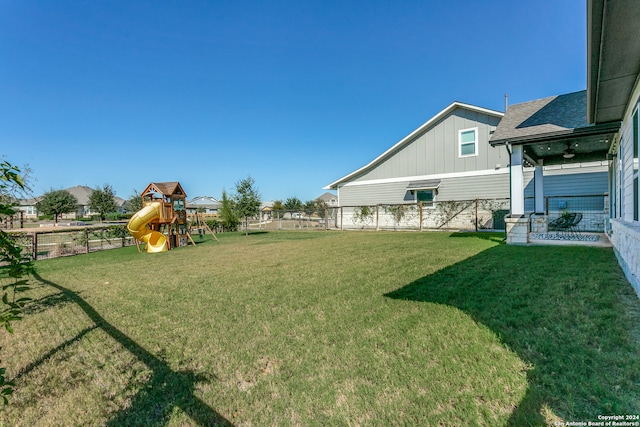 view of yard featuring a playground