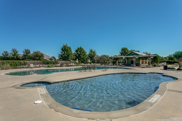 view of pool featuring a patio