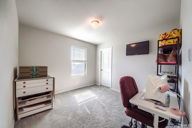 view of carpeted home office