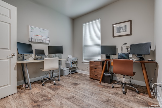 office featuring light wood-type flooring