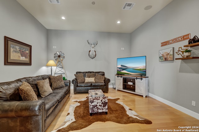 living room with light wood-type flooring