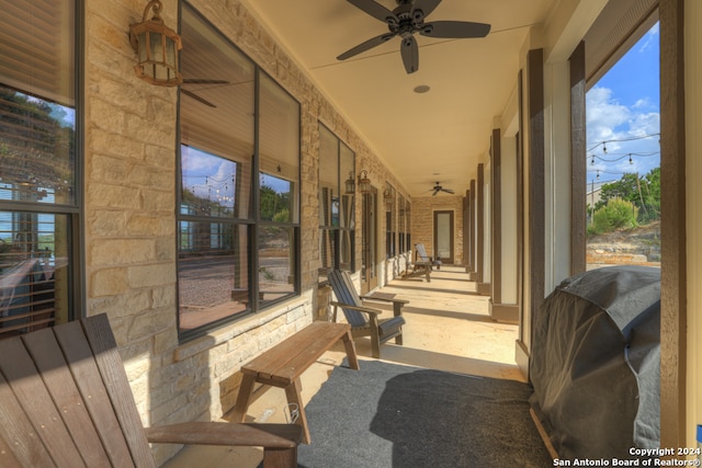 view of patio / terrace featuring grilling area and ceiling fan