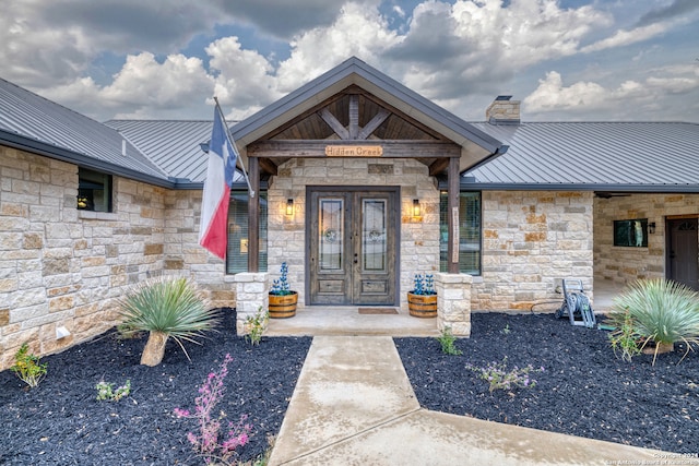 doorway to property with french doors