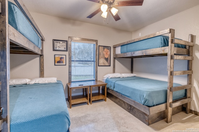 bedroom with carpet floors and ceiling fan