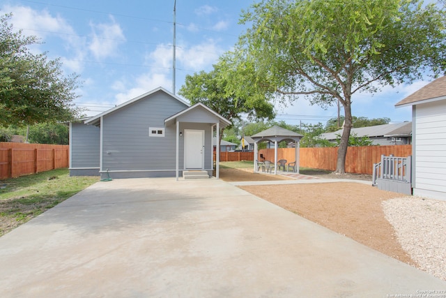 exterior space with a gazebo