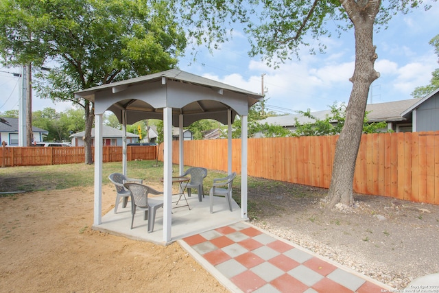 view of patio featuring a gazebo