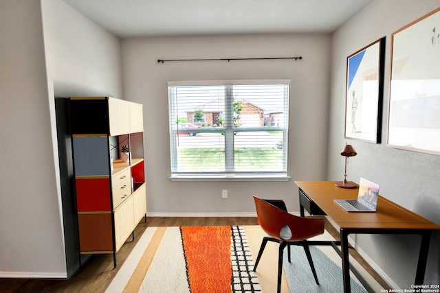 office space featuring hardwood / wood-style floors