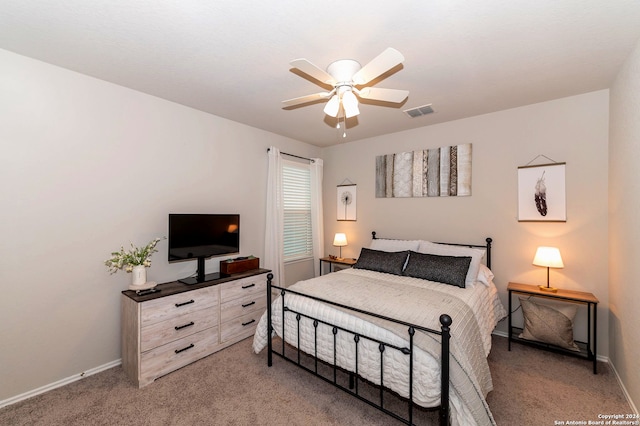 bedroom with carpet and ceiling fan