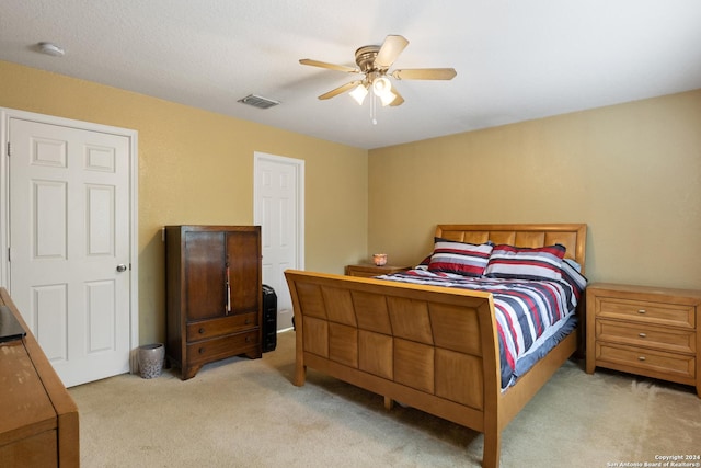 9002 Oakwood Park, San Antonio, TX 78254 - bedroom featuring light colored carpet and ceiling fan