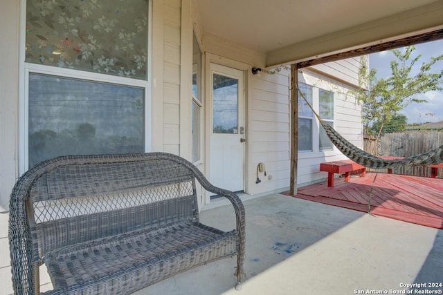 view of patio featuring a wooden deck