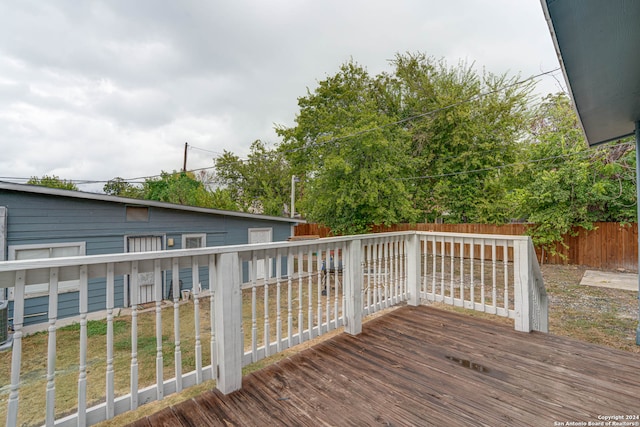 wooden terrace with central air condition unit